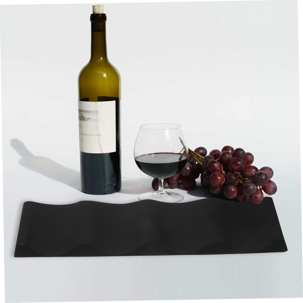SOLUSTRE 2pcs Non-Slip Silicone Wine Bottle Tray Stackable Modern Wine Holder for Home and Bar Black Bottle Organizer Design for Easy Storage