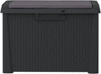 Anthracite Garden Storage Box 125L Polypropylene Medium Outdoor Patio Seat with Cushion for Tools and Cushions