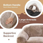 Homguava Giant Bean Bag Chairs for Adults,Large Bean Bag Couch with Arms | Big Beanbag Chair with Memory Foam Filled,Oversized Bean Bag Sofa,Faux Fur Floor Sofa Chair for Bedroom Living Room-Khaki