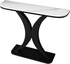 Modern Console Table with Geometric Metal Legs,Narrow Living Room Entryway Table,with 0.71" Thick Marble Tabletop,for Living Room, Foyer and Hallway,for Small Spaces(D,100cm/39.4in)