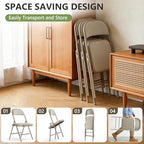 4 Pack Folding Chairs, Fabric Padded Folding Dining Chairs with Cushion Seat & Back, Indoor Outdoor Folding Chair Set for Home Office, Parties, Events, Wedding, Extra Guest Seating