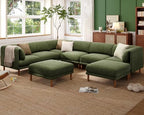 Cloud Sectional Couches for Living Room,Modular Sectional Sofa,Green | Extra Deep 8 Seater,Mid Century Modern Oversized Couches With 2 Ottoman,Solid Wood Leg,Large Sofa for Big Space,Office