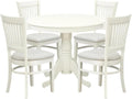 Furnifact White Solid Wood 5 Pc Dining Room Set, Breakfast Nook Table with Slatted Chairs, Kitchen Table and Chairs for 4, Compact Seating Option