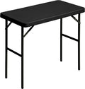 Folding Table 2.7ft Rectangular All-Occasion Plastic Folding Event Table for Indoor and Outdoor, Portable Desk, Camping, Durable and Stable, HDPE and Steel, Wide Application, Black