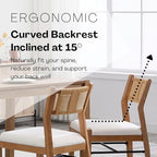BESTANO Modern Armless Dining Chairs with Rope Woven Back Set of 6, Beige Linen Fabric Upholstered Kitchen & Dining Room Chairs, Mid-Century Classic Farmhouse Wooden Side Chair