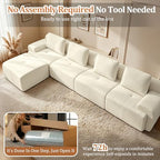 159" L Shaped Oversized Couch, Comfort Cloud Sectional Couches for Living Room, Modular Sofa High Back & Extra Deep Seat, No Assembly, Chenille (Warm White, 159 inch-L Shaped（4+1）)