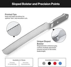 Misen Serrated Bread Knife – High-Carbon Japanese AUS8 Steel – Effortless Slicing of Bread, Pastries, and Fruits – Razor-Sharp Edge and Durable Blade with Ergonomic Handle - 8", Red