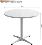 Round Dining Table Kitchen Table for 4 People 30 inch Circle Mid Century Modern Table with Sturdy Metal Base for Small Spaces Dining Room Living Room Office Farmhouse Water-Resistant, White