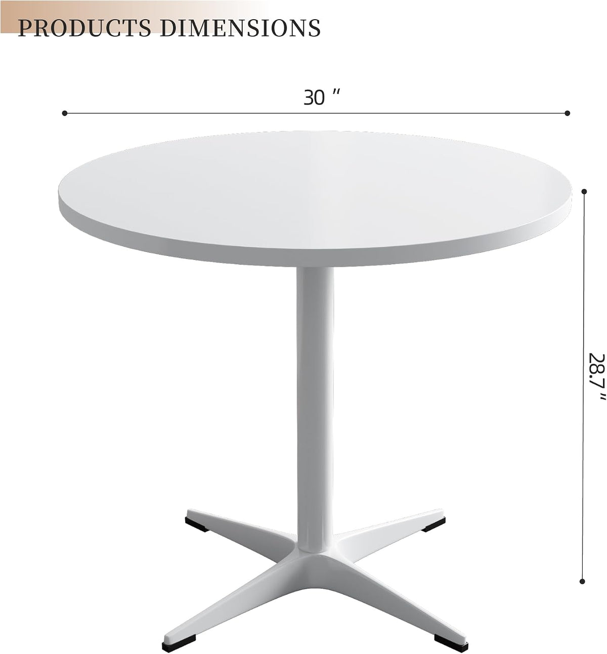 Round Dining Table Kitchen Table for 4 People 30 inch Circle Mid Century Modern Table with Sturdy Metal Base for Small Spaces Dining Room Living Room Office Farmhouse Water-Resistant, White