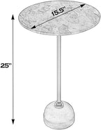 Beaumont Lane Transitional Round Marble and Iron Side Table, Beige Tiger Marble Top, Gold Stem Pedestal Base, White Marble Finish, 16 in Diameter, 25.5 in Height, Living Room or Bedroom Decor