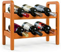 SAVUK Wine Rack 6 Bottle Countertop Bottle Rack Aesthetic 2 Tier Premium Wooden Freestanding Mini Bar and Home Bar Storage Aging Rack