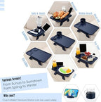 Nnewvante Couch Armrest Tray 3 in 1 Bamboo Clip-on Couch Table, Navy Blue, | Large 15.36"x9.85" Sofa Arm Table,Easy-Access 360°Rotating Cup and Phone Holder and Non-Slip Base