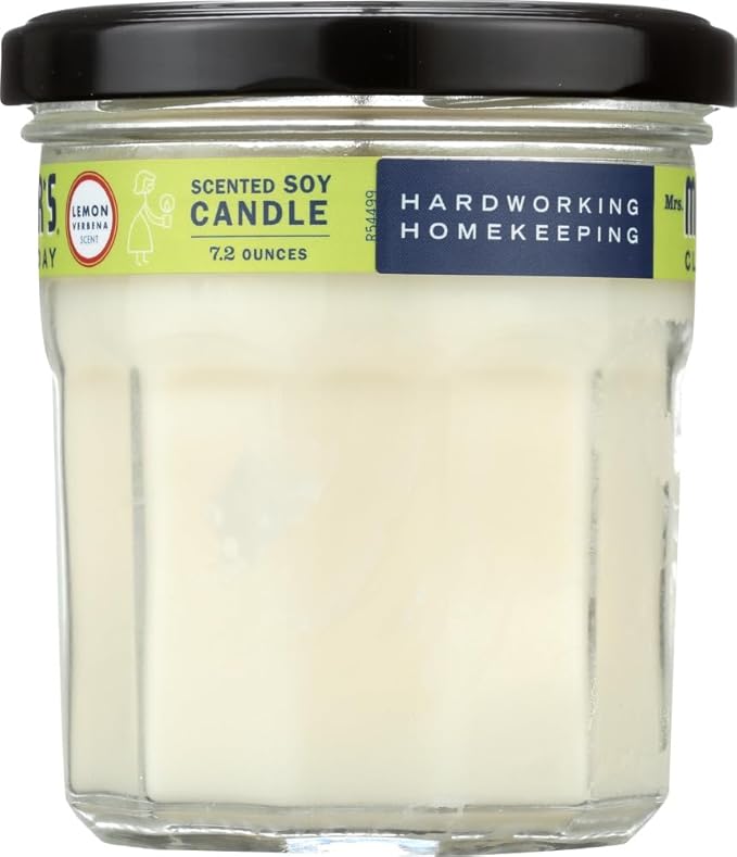 MRS. MEYER'S CLEAN DAY Lemon Verbena Soy Candle, Garden-Inspired Aromatherapy Homekeeping, 35 Hour Burn Time, Made with Essential Oils, 7.2 oz Large Glass Jar Candles (Pack of 2)
