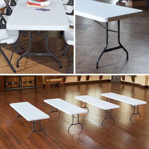 Lifetime 22980 8-Foot Commercial Folding Table, White Granite HDPE Top, Steel Frame