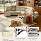 Breathing Leather Reclining Sofa Set,Power Recliner Sectional Couch with LED Light,Modern Living Room Furniture Set,Reclining Sectional Couch Set with USB Port/Storage for Home/Home Theater