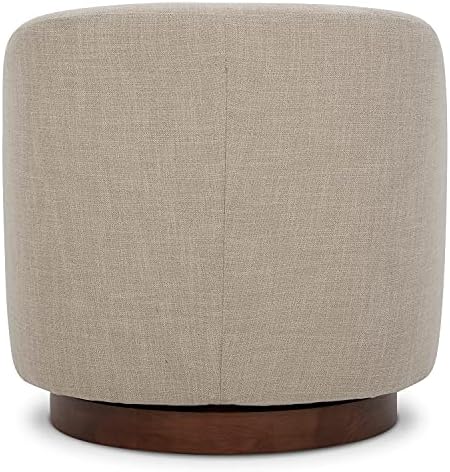 CHITA Swivel Accent Chair Set of 2, Wood Frame, Fully Assembled, Flax Beige | Fabric Barrel Arm Chair with 360° Swivel Solid Wood Base, Mid Century Modern Living Room Chair, 31"x31"x28", 350 Lb Capacity