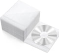 Harloon 200 Pcs CD DVD Sleeves Double Sided Plastic Clear Refill, White | PP Material and Fiber Cloth, Protective Sleeves for Blank Discs, Bulk Refill for Storage Binders