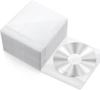 Harloon 200 Pcs CD DVD Sleeves Double Sided Plastic Clear Refill, White | PP Material and Fiber Cloth, Protective Sleeves for Blank Discs, Bulk Refill for Storage Binders