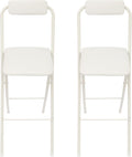 29.5" Bar Height Folding Stools Set of 2, Heavy Duty 275lb Capacity Foldable Bar Chairs with Backrest and PU Leather Padded Seat, Space Saving Portable High Stools for Home Bar Party & Kitchen (White)