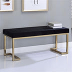 Acme Boice Rectangular Bench with Metal Tube in Black Fabric and Champagne