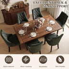 LSSBOUGHT Tufted Dining Chairs, Upholstered Accent Chairs with Nailhead Trim Solid Wood Legs for Kitchen & Dining Room (Green, Set of 2)