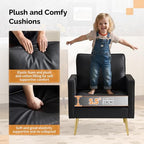VINGLI Faux Leather Accent Chairs Set of 2 with Gold Legs for Living Room | Brown Armchair, Thick Foam Cushion, Durable Faux Leather PU, Sturdy 380 LB Frame, Elegant Gold Legs, Compact Modern Design