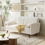 ONBRILL 64.5" Loveseat Sofa, Chenille Loveseat Couch for Living Room, Beige