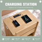 25" Tall Modern Nightstand Set of 2, 2 Storage Drawers (Natural)