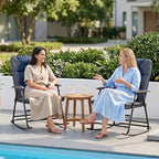 Outsunny Oversized Folding Rocking Camping Chair Set of 2 Padded Navy Blue | Outdoor Rockers, High Back and Armrests, Portable Outdoor Patio Chairs, Steel Frame, Garden Porch Lawn
