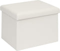 B FSOBEIIALEO Folding Storage Ottoman, 16.5" Faux Leather Ottomans, White | Small Ottoman with Storage Bench, Rectangle Foot Rest Chest Seat, for Living Room, Bedroom, Home Office, Dorm