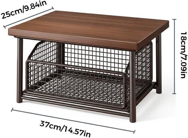 Desktop drawer-style storage rack with wooden top—suitable for kitchens, offices, and dormitories.