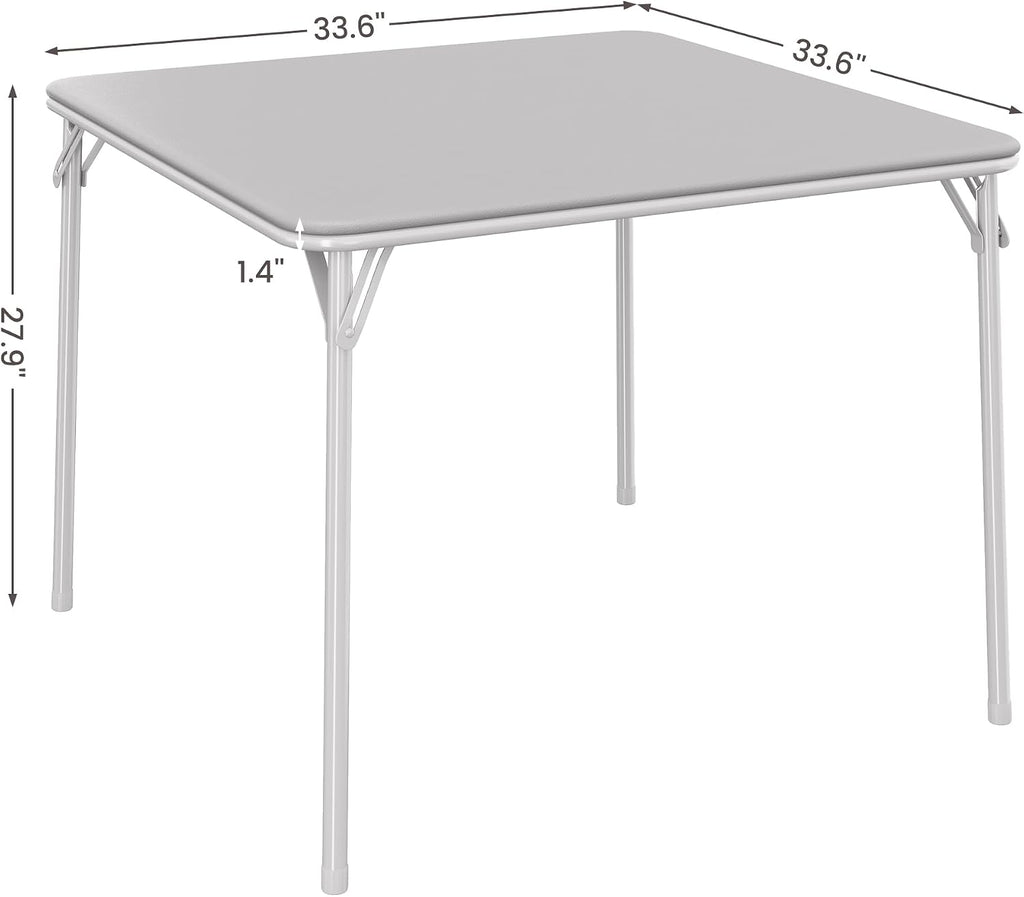 Folding Card Table, 34 Inch Square Folding Table, PU Padded Tabletop with Collapsible Legs, Sturdy Steel Frame, Portable Square Game Table for Home, Parties, Picnics, Games ( Table only) (Grey)