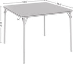 Folding Card Table, 34 Inch Square Folding Table, PU Padded Tabletop with Collapsible Legs, Sturdy Steel Frame, Portable Square Game Table for Home, Parties, Picnics, Games ( Table only) (Grey)