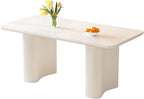 White Dining Table, Modern Rectangular Dining Room Tables for Kitchen, Bar, Living Room, Easy Assembly, Kitchen Table Only