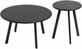 2-Piece Round Nesting Coffee & Side Table Set, Black Metal | Space-Saving Design, Non-Slip Foot Pads, Smooth Easy-Clean Top, Indoor & Outdoor Use, Sturdy Metal Frame