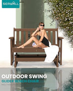 SERWALL 2 Person Patio Glider Bench, HDPE All Weather Swinging Bench, Brown