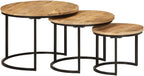 Nesting Tables 3 Pieces Solid Mango Wood | Space-Saving Design, Sturdy Tabletop, Versatile for Living Room, Bedroom, Office