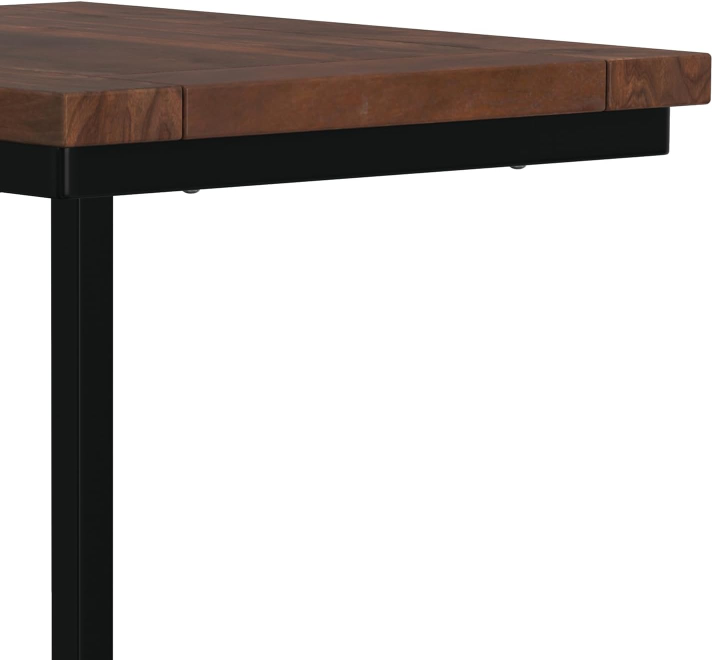 SIMPLIHOME Skyler C-Side Table - 16 inch Wide Solid Mango Wood and Metal Slide-Under Table in Walnut Brown, Industrial Accent Table or End Table for Living Room with Open Frame Design, Assembled