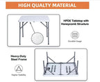 34" Square Folding Table Fold-in-Half Utility Dining Portable Table Heavy Duty HDPE with Carrying Handle, Plastic Tables for Camping,Picnic, Office, Party,Card Table (White)