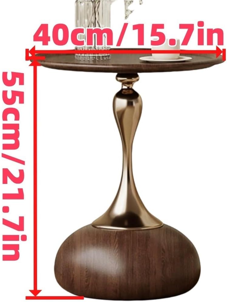 Metal Columns Table, Modern Round End Table, Small Dining Table, Simple Bedside Table, Corner Accent Table for Living Room, Bedroom, Balcony, Study