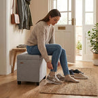 ABHENG Steel Frame Small Ottoman with Storage Footrest Gray UASND70G | 12.2" D x 16.1" W x 17.7" H, Hold 660 lbs, 48L Storage Capacity, Breathable Chenille, Removable Lid, for Dorm Living Room