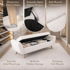HomePop 60" Modern Storage Bench with Wood Legs - Sherpa Cream