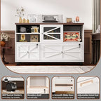 2 Drawer Farmhouse File Cabinet with Lock, Mobile Lateral Filing Cabinet for Letter/Legal/A4 Size, Open Storage Adjustable Shelf for Home Office Cabinets,White
