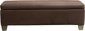 51 Inch Storage Ottoman, Storage Bench with Safety Hinge, Upholstered Synthetic Leather Ottoman Bench for Bedroom, Living Room, Entryway, Hallway, Foot Rest, Support 500lbs, Brown