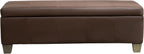 51 Inch Storage Ottoman, Storage Bench with Safety Hinge, Upholstered Synthetic Leather Ottoman Bench for Bedroom, Living Room, Entryway, Hallway, Foot Rest, Support 500lbs, Brown