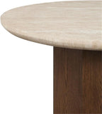 Acme Leonardo Dining Table in Travertine Top & Dark Oak