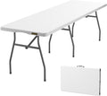 FanttikOutdoor 8ft Folding Table with Six Legs, 500 LBS, Party, Camping | Heavy Duty Plastic Fold-in-Half Foldable Table, Portable w/Handle for Indoor Outdoor Wedding Office Banquet White Zeta X8 Pro