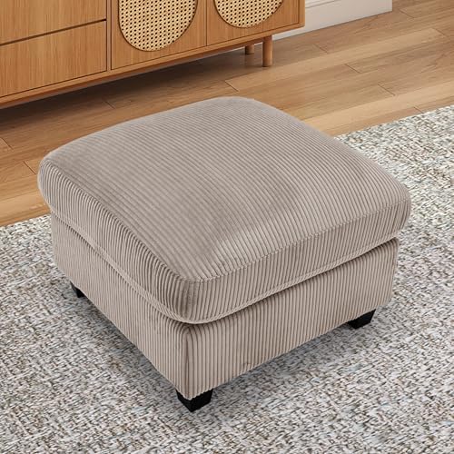 HAOMARKETS Corduroy Sofa Set, Upholstered Ottoman Footrest, Modern Living Room Furniture Sets,Brown