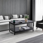 ChooChoo Mission Coffee Table, Black Wood Living Room Table with Shelf, 40 Black