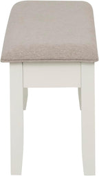 Powell Company Jane Grey Wood Backless Storage Bench with Beige Upholstered Top